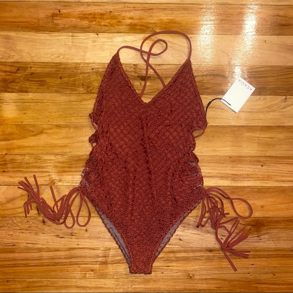 acacia swimwear Florence crochet full piece in clove S NWT